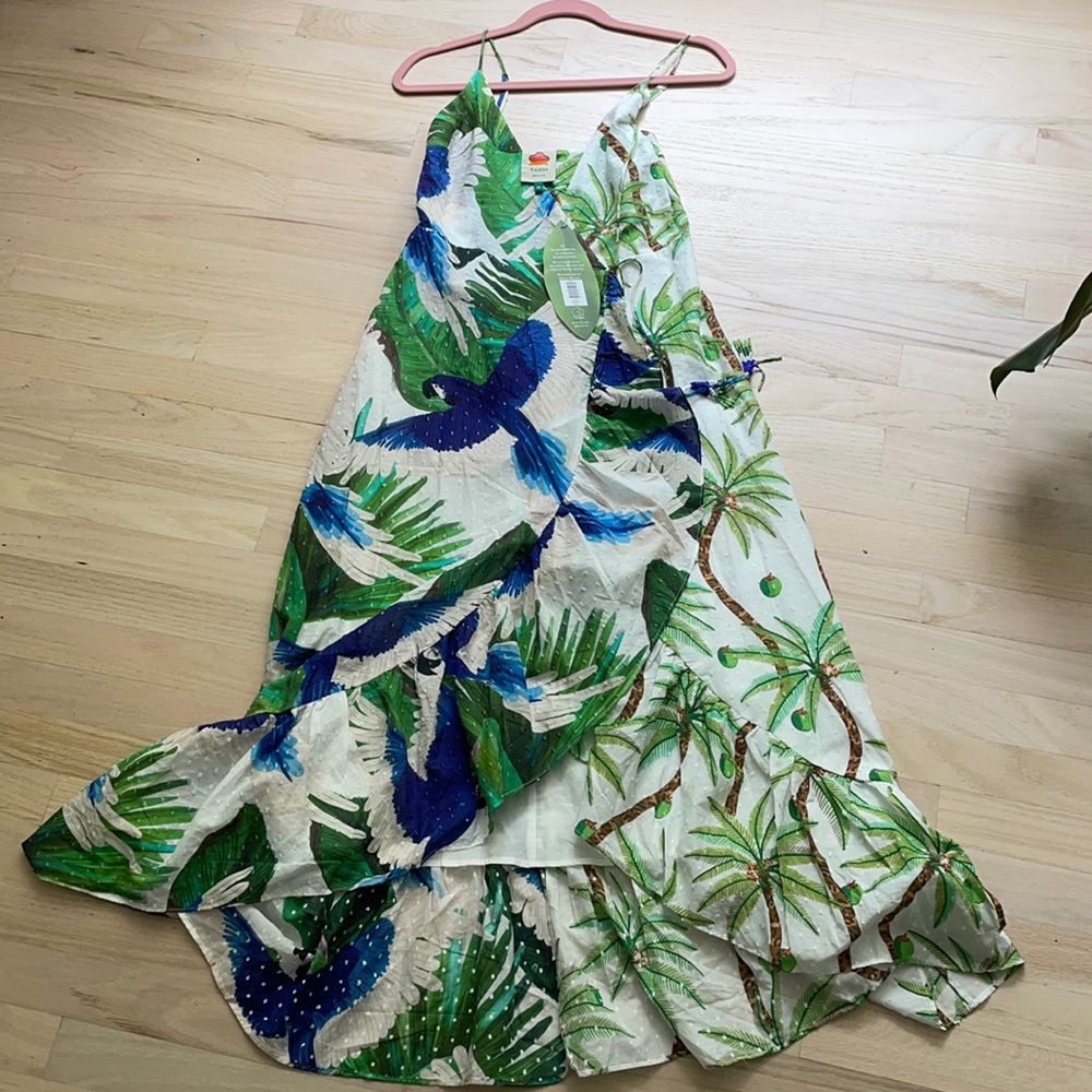 Farm Rio Mixed Palm Wrap Dress